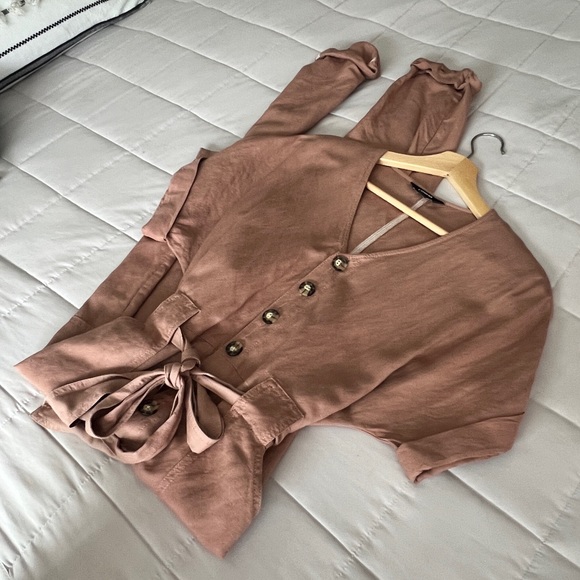 Express Linen Blend Tie Waist Jumpsuit XXS - Picture 8 of 11